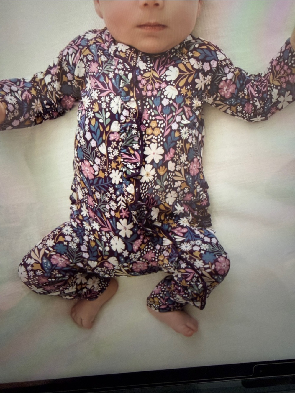 Littersleepies midnight petals ruffle zippy newborn - Picture 5 of 7